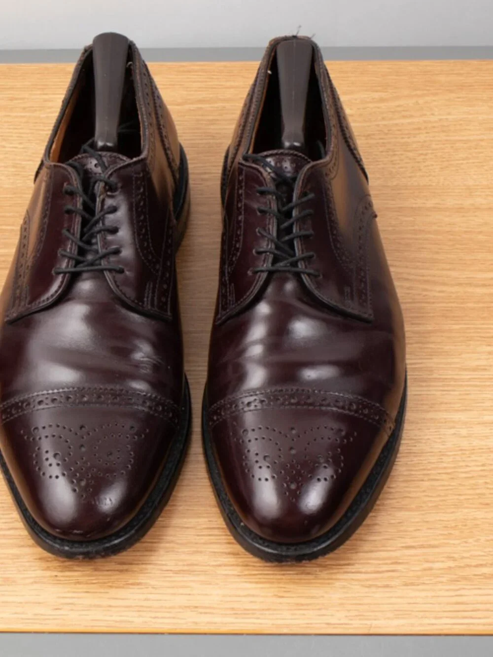 Allen Edmonds Sanford Cap Toe Shoes Men's 9.5 EEE Burgundy Leather USA
